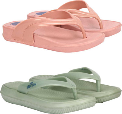 WOCMEC Women Slides(Green, Pink , 6)