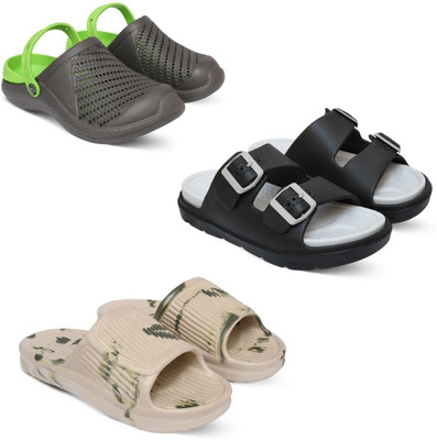 Acorn Men Slides(Green, Grey, Beige , 7)