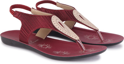 Pennen Women Flip Flops(Maroon , 7)