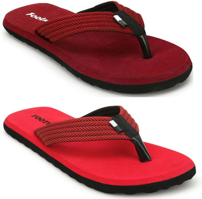 Footup Men Slippers(Maroon, Red , 6)