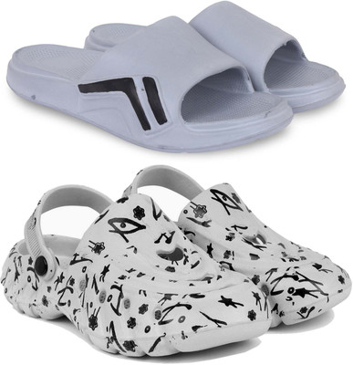 Pampy Angel Men Slippers(Grey, Grey , 9)