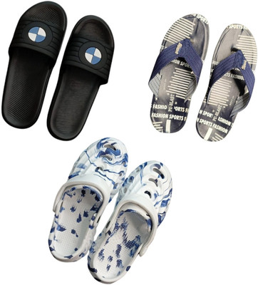 BLIBBERS Men Slippers(Black, Blue, Multicolor , 7)