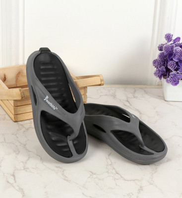 Smoothlite Men Flip Flops(Grey, Black , 10)