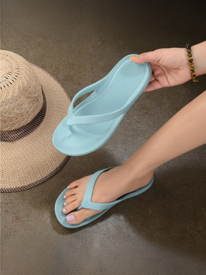 Layasa Women Flip Flops(Blue , 6)