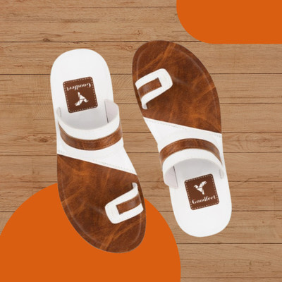 Goodfeet Men Slippers(Brown, White , 10)