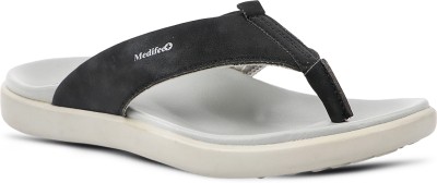 MEDIFEET Men Flip Flops(Black , 7)