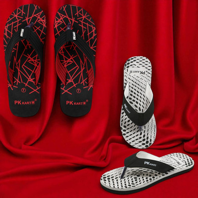 PKKART Men Slippers(Black, Grey , 10)