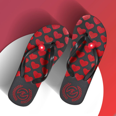 Flipperz Women Womens Comfort Stylish colorful Printed Flip Flops (Pack Of 1 pairs) Slippers(Black, Red , 8)