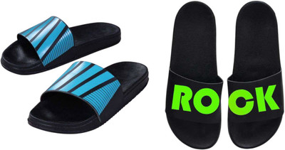 nvisan Men Slides(Blue, Green, Black , 6)