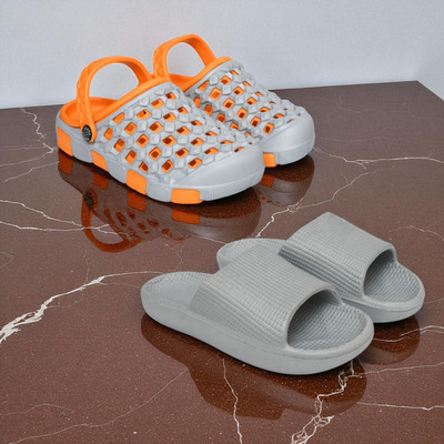 Acorn Men Slides(Orange, Silver , 7)