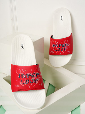 HRX by Hrithik Roshan Men Slides(Off White, Red , 8)