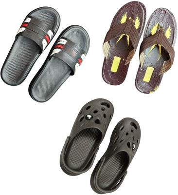 BLIBBERS Men Slippers(Black, Brown, Grey , 7)