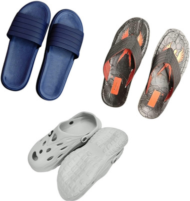 BLIBBERS Men Slippers(Blue, Black, Off White , 9)
