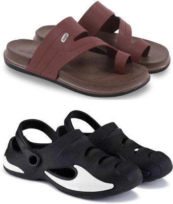 Kapani Fashion Men Slippers(Brown, Black , 9)