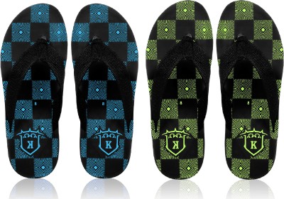 KANEGGYE Men Flip Flops(Blue, Green , 8)