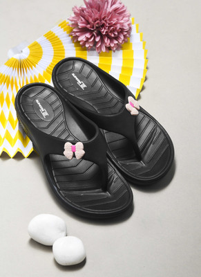 slipover Women Doctor Soft|Orthopedic|Comfort|Lightweight|Durable|Diabetic|Non Slip Slipper Flip Flops(Black , 4)
