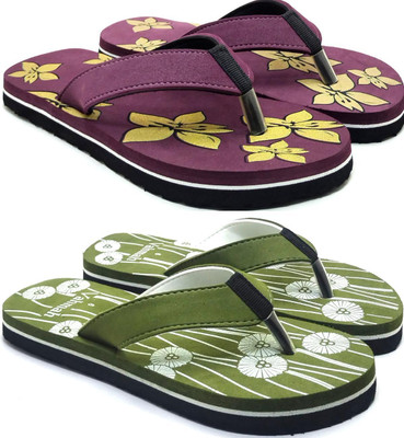VAHMAH Women Slippers(Purple, Green , 5)