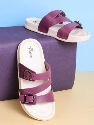Footox Women Flip Flops(Purple , 8)
