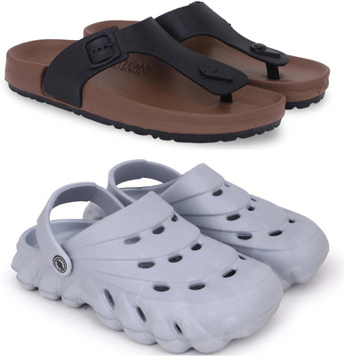 Pampy Angel Men Slippers(Brown, Grey , 6)