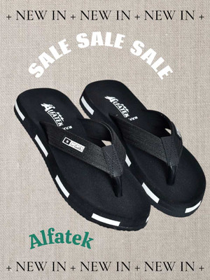 Alfatek Men Flip Flops(Black , 6)