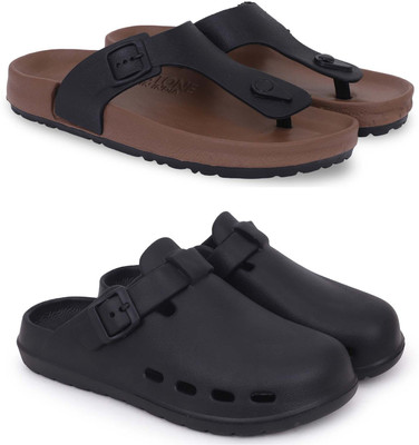 KAPYANSH Men Slippers(Brown, Black , 7)