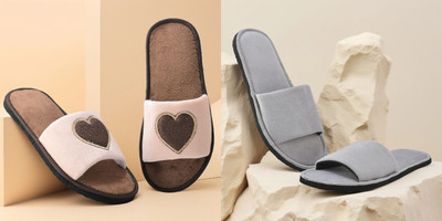Y key Women Flip Flops(Grey, Beige , 4)