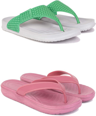DRACKFOOT Women Flip Flops(Pink , 5)