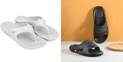 Radhira Men Slippers(White, Black , 6)