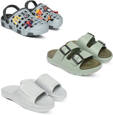 Acorn Men Slides(Grey, Olive, White , 8)