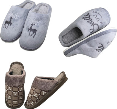 Mahi Enterprises Men Flip Flops(Grey, Grey, Beige , 6)