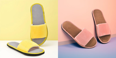 Y key Women Flip Flops(Pink, Yellow , 4)