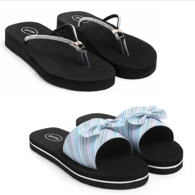 ZIPTON Women Flip Flops(Multicolor , 6)