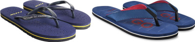 FiZiK Women Flip Flops(Navy, Yellow, Black , 7)