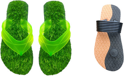 skyflip Men Slides(Brown, Green , 7)
