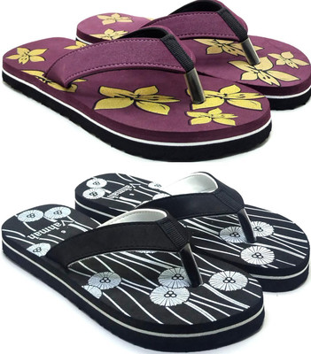 VAHMAH Women Slippers(Purple, Black , 5)
