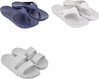 Feel alive Men Slippers(Blue, White , 9)