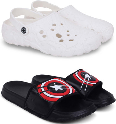 Kapani Fashion Men Clogs(White, Black , 8)