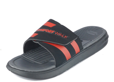 COMFORT WALK Men Slides(Black , 6)