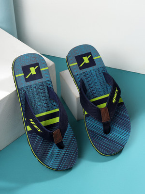 Sparx Men Flip Flops(Navy, Green , 9)