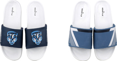 KICKSTYLE Men Slides(White, White , 9)