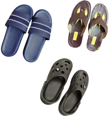 BLIBBERS Men Slippers(Blue, Brown, Grey , 9)