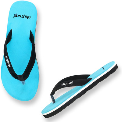 Skytrap Women Solid Soft Stylish Comfortable Fabrication EVA Hawai Women Flip Flops(Blue , 7)