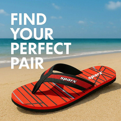 Sparx Men Flip Flops(Black, Red , 8)
