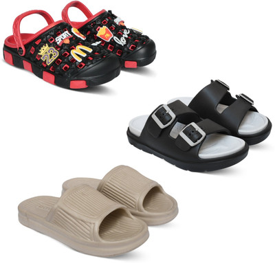 Acorn Men Slides(Red, Grey, Beige, Black , 9)