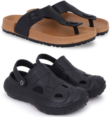 Kapani Fashion Men Slippers(Beige, Black , 8)