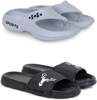 Kapani Fashion Men Slippers(Grey, Black , 6)