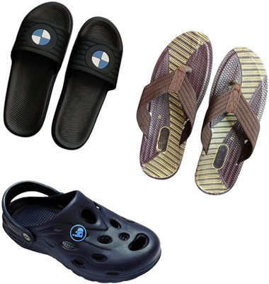 BLIBBERS Men Slippers(Black, Brown, Blue , 9)