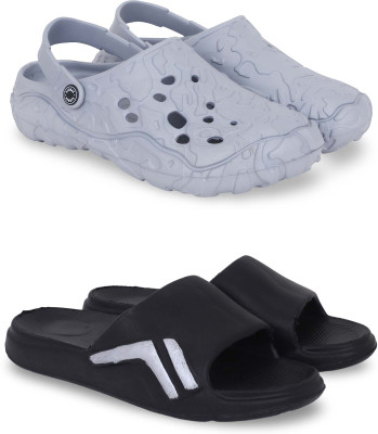 KAPYANSH Men Clogs(Grey, Black , 10)