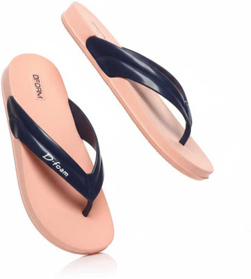 Jeshk Women Flip Flops(Pink, Blue , 6)