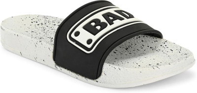 Shoe Island Men Slides(White, Black , 7)